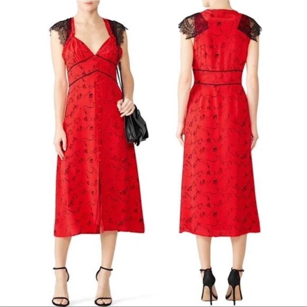 NWOT Tanya Taylor Zodiac Kara 100% silk midi dress size 0
